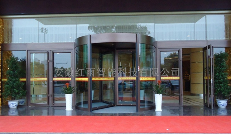 304仿古铜拉丝不锈钢装饰三翼自动旋转门