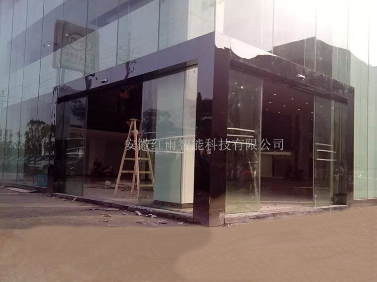 黑钛金镜面不锈钢装饰松下H3自动感应门门体实拍图